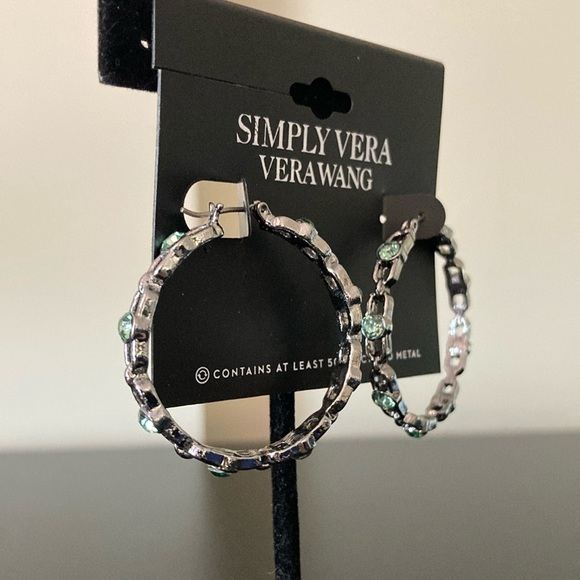 Simply Vera Vera Wang Silver and Green Accented Earrings - Picture 1 of 1